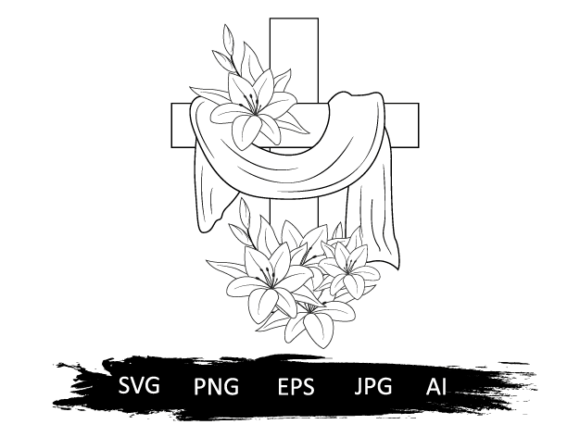 Cross with Lilies Illustrations