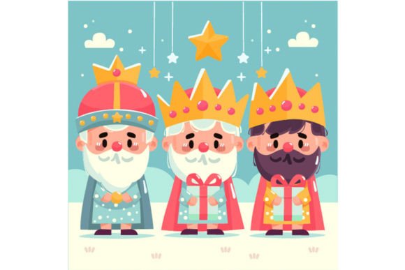 Hand Drawn Epiphany with Three King