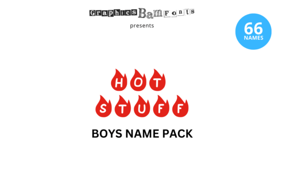 Hot Fire Flaming 66 Boys Name Pack & Crafts