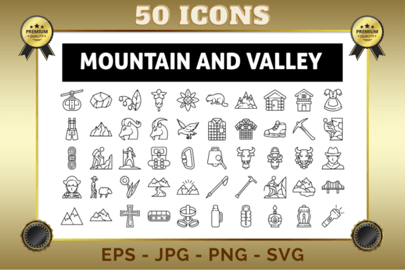 Mountain Valley Outline Icons for Real Business Design