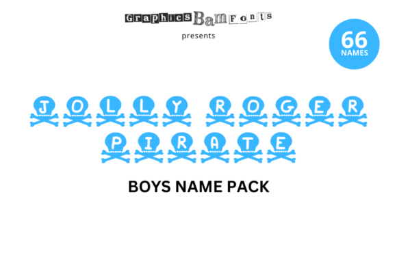 Pirate Skull 66 Boys Name Pack for Crafts