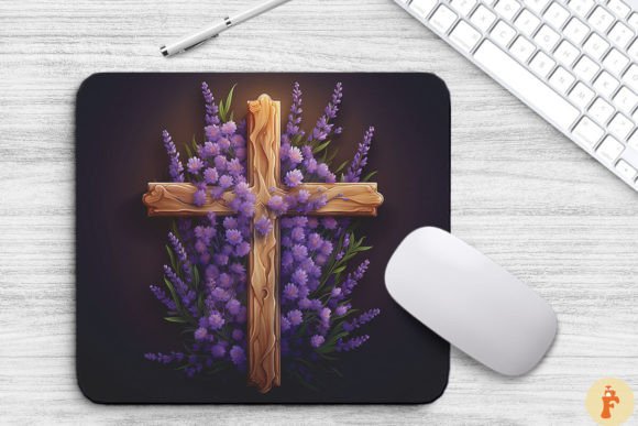 Wooden Cross with Lavender Flowers Backgrounds