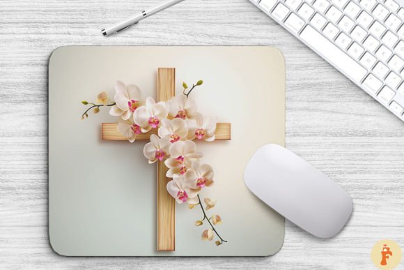 Wooden Cross with Orchid Flowers and Backgrounds